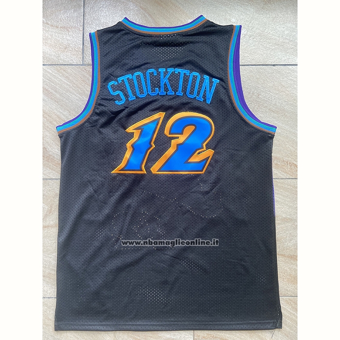 Maglia Utah Jazz John Stockton #12 Mitchell & Ness 1996-97 Nero